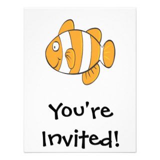 cute happy little clown fish cartoon character invites