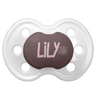 Lily Name Pink and Brown Baby Pacifier