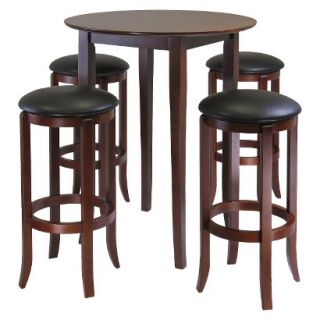Bar Height Table Set Winsome Fiona Antique Brown (Walnut) High Table with 4