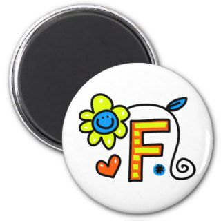Cute Monogram Letter F Greeting Text Expression Refrigerator Magnets