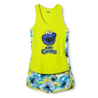 SESAME STREET Juniors Cookie Monster Pajama Set   Green/Blue L(11 13)