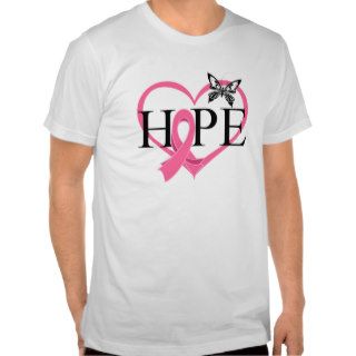 Breast Cancer Hope Butterfly Heart Décor Tshirt