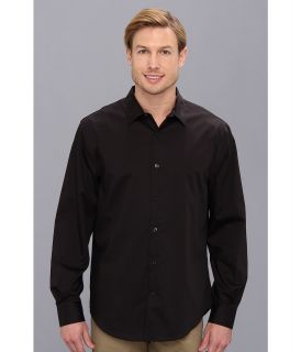 Perry Ellis Long Sleeve Twill Non Iron Shirt Mens Long Sleeve Button Up (Black)