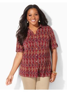 Catherines Plus Size New Directions Blouse   Womens Size 1X, Coffee Bean