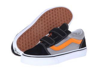Vans Kids Old Skool V Black/Sun Orange) Boys Shoes (Gray)