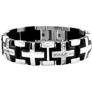 Inox Jewelry 316L Stainless Steel Gothic Cross Bracelet Jewelry