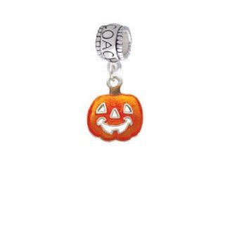 Translucent Orange Jack O'Lantern Silver Pumpkin Coach Charm Bead Delight & Co. Jewelry