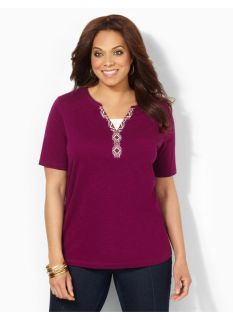 Catherines Plus Size Layered Look Top   Womens Size 0X, Plumberry