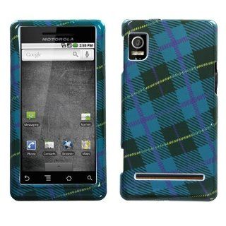 Solid Plastic Phone Image Protector Case Cover Blue Plaid Weave For Motorola Droid 2 Cell Phones & Accessories