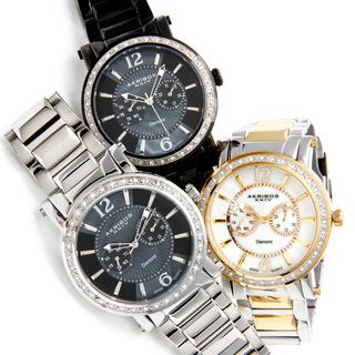 Akribos XXIV Men's Stainless Steel Swiss Day/ Date Water Resistant Diamond Watch Akribos XXIV Men's Akribos XXIV Watches