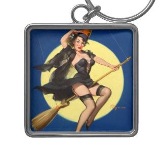 Halloween Witch Pin Up Girl Keychain