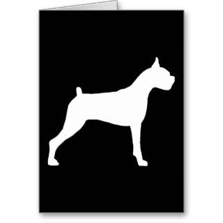 Boxer Dog Silhouette (white) Cards