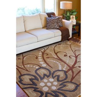 Hand tufted Whimsy Tan Floral Wool Rug (6' x 9') 5x8   6x9 Rugs