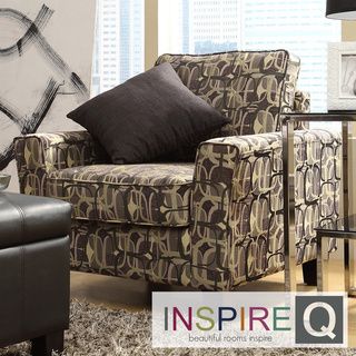 Inspire Q Hampton Fun Geometric Print Upholstered Track Arm Chair INSPIRE Q Chairs