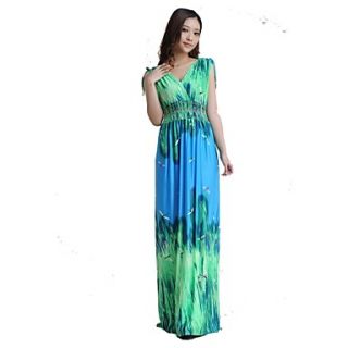 Womens Maxi Bohemian Plus Size Ice Silk Dress