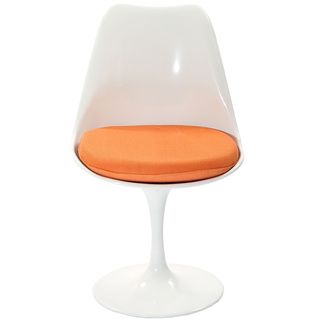 Eero Saarinen Style Tulip Side Chair with Orange Cushion Modway Dining Chairs