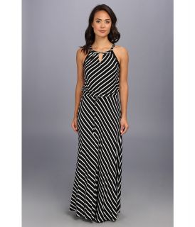 Calvin Klein Stripe Keyhle Maxi Dress Womens Dress (Black)