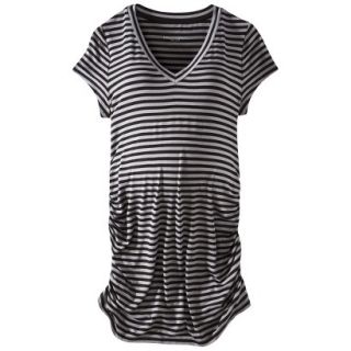 Liz Lange for Target Maternity Short Sleeve V Neck Tunic Top   Gray/Black XL