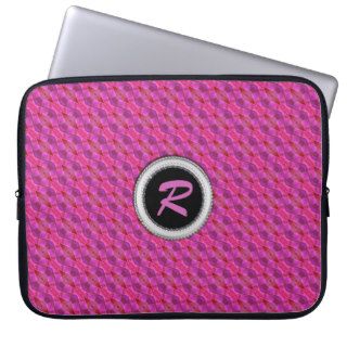 Pink Purple Pattern Monogram 10in Tablet Notebook Laptop Sleeve