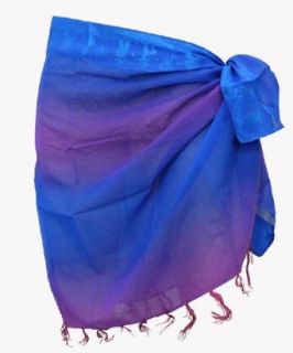 La Leela Chiffon Jacquard Border Blue Purple Sheer Beach Swim Bikini Skirt Fashion Swimwear Cover Ups