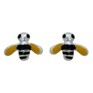 Tomas Sterling Silver Enamel Post Earrings   Bumble Bee Jewelry