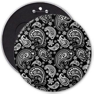 Black & White Ornate Paisley Pattern Pin