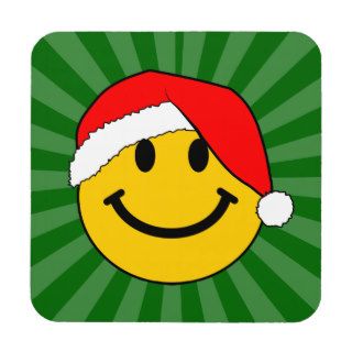 Christmas Santa Smiley Face Drink Coasters