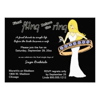 Final Fling Before The Ring Yellow Haired Bride Personalized Announcements