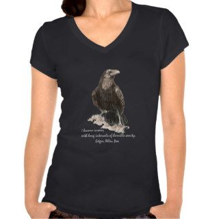 Edgar Allen Poe Insanity quote Watercolor Raven T shirts