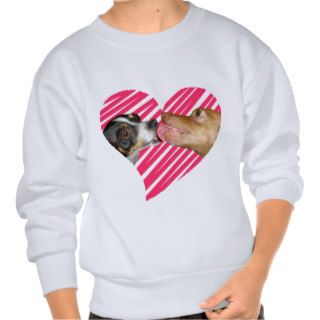 Puppy Love Kiss Pink Heart Pullover Sweatshirts