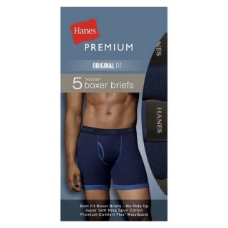 Hanes Premium Mens 5pk Boxer Briefs   Blue   XL