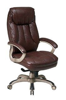 Office Star Quick Assembly High Back Executive Leather Chair, Brown   Home Office Desk Chairs