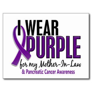 I Wear Purple Mother In Law 10 Pancreatic Cancer Postcard