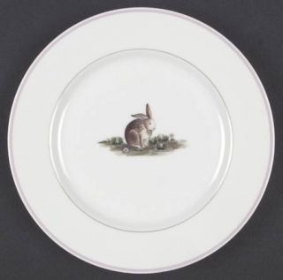 Fitz & Floyd Basse Cour Salad Plate, Fine China Dinnerware   Animal Scenes, Pink