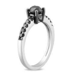 Miadora Sterling Silver 1ct TDW Black Diamond Ring Miadora Diamond Rings