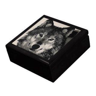 Wolf Scrimshaw Effect Keepsake Box