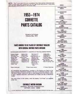 1953 1971 1972 1973 1974 Corvette Parts Numbers Book List Guide Interchange OEM Automotive