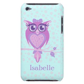 Cute girls owl purple & aqua ipod touch case