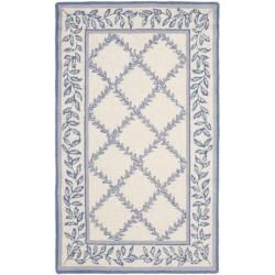 Hand hooked Trellis Ivory/ Light Blue Wool Rug (2'6 x 4') Safavieh Accent Rugs
