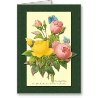 Happy Birthday Pink and Yellow Vintage Roses Card