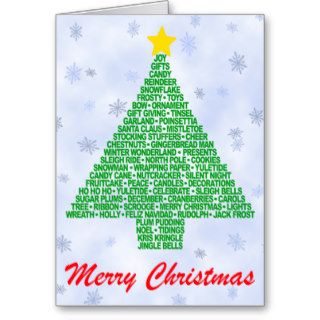 Christmas Tree Words Cards