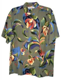 Tommy Bahama Sahara Blooms Tropical Hawaiian Aloha Shirt (Color Olive Branch, Size XXL) at  Mens Clothing store