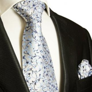 Paul Malone 100% Silk Mens Necktie + Handkerchief Blue at  Mens Clothing store