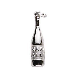 Rembrandt Charms Napa Valley Wine Bottle Charm, Sterling Silver Bead Charms Jewelry