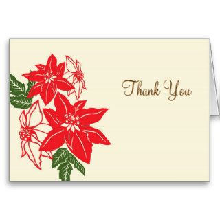 Christmas Poinsettias (Vintage) Wedding Thank You Greeting Card