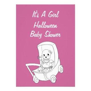 Baby Girl Skeleton Baby Shower Invitation Cards