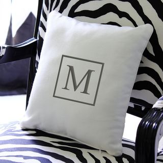 Monogrammed Square Initial 12 inch Throw Pillow Throw Pillows