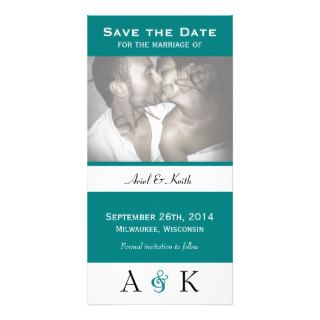 Ampersand Elegance Teal Save the Date Card Photo Card