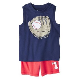 Circo Infant Toddler Boys Baseball Muscle Tee & Jersey Short Set   Navy/Red 4T