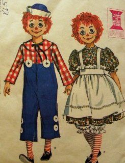 McCalls 7223 Raggedy Ann and Andy Boys and Girls Costume Sewing Pattern Including Wig Masks Vintage  Other Products  